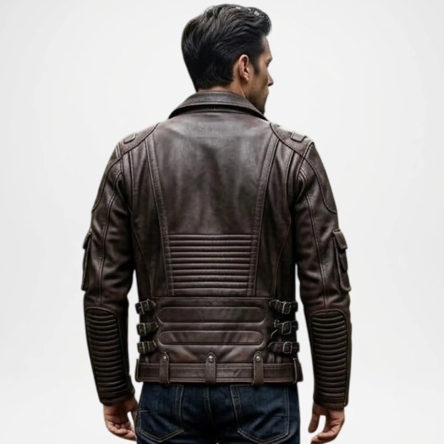 brown leather moto jacket mens classic style