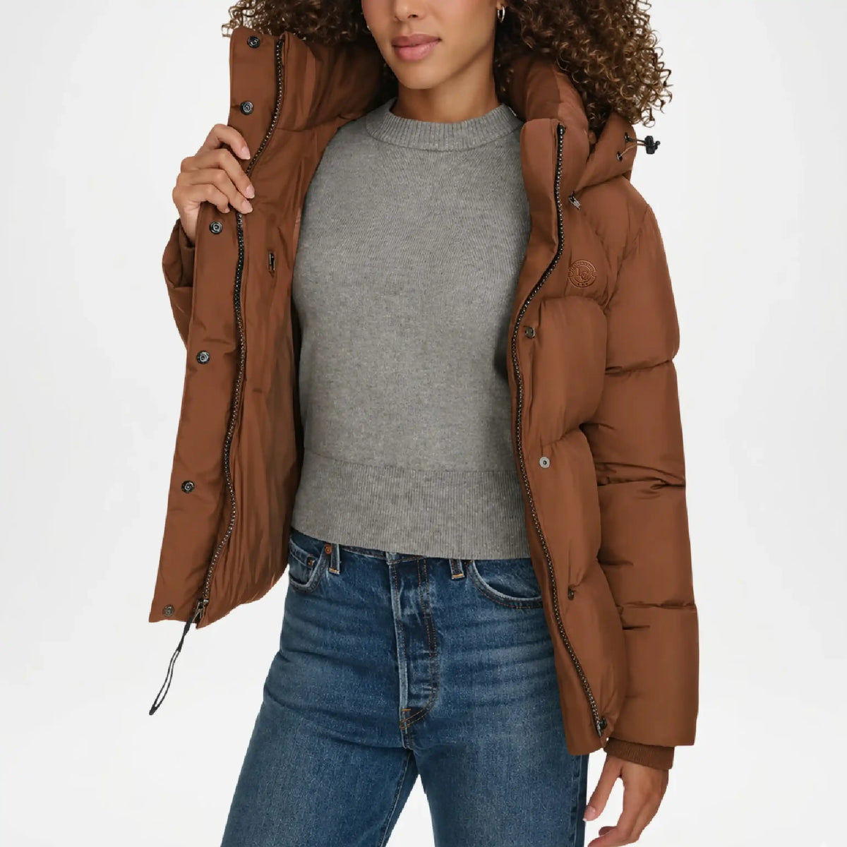 brown quilted puffer coat women levi