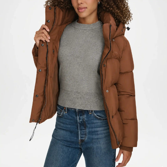 brown quilted puffer coat women levi