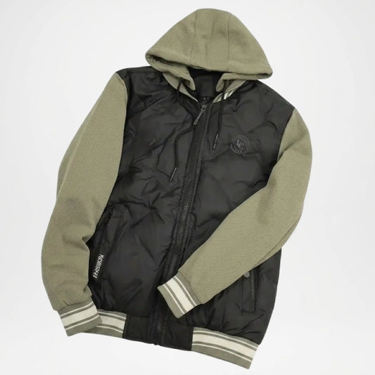 Men’s Black Hybrid Varsity Hooded Jacket
