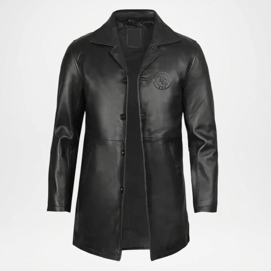 Men’s Black Leather Car Coat Modern Fit
