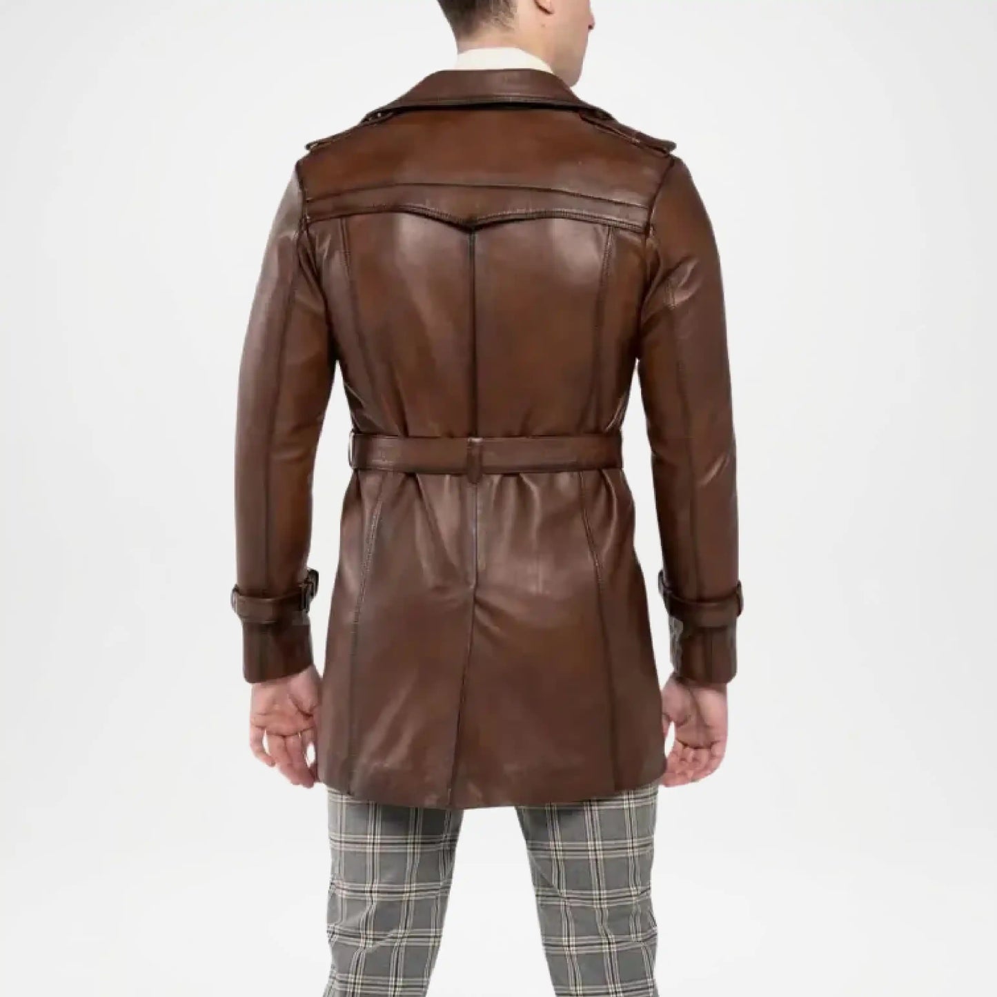 Brown leather coat