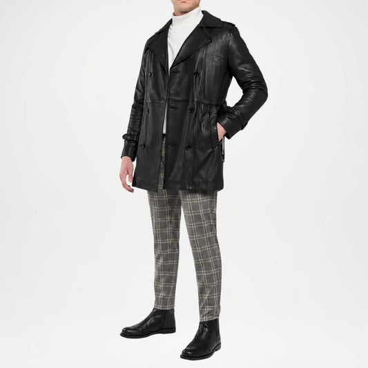 men's black waxed coat