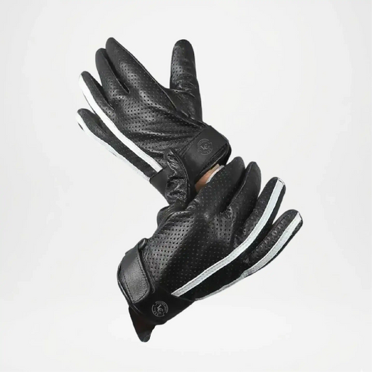Men’s Black Leather Gloves With White Stripe