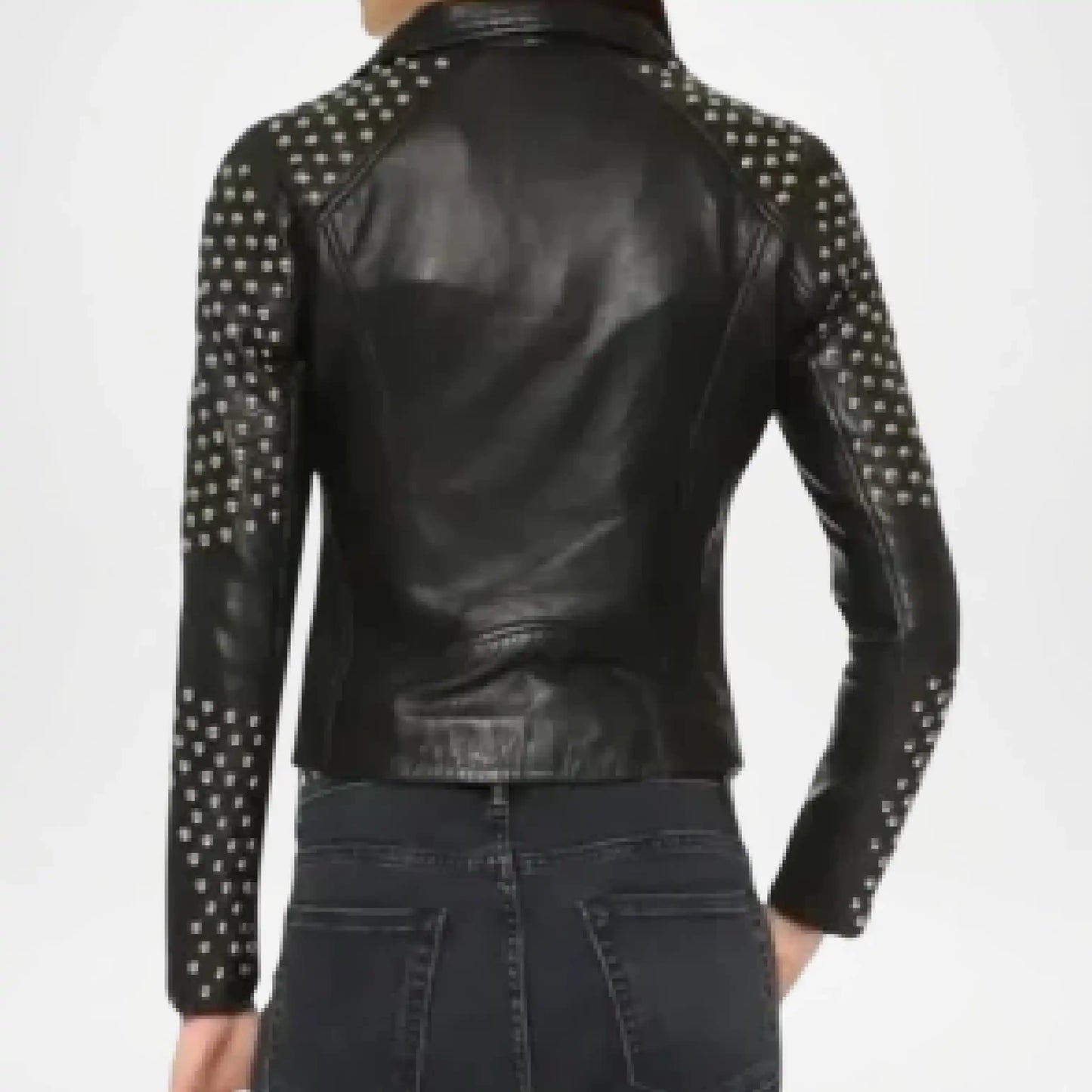 black moto jacket women studs style