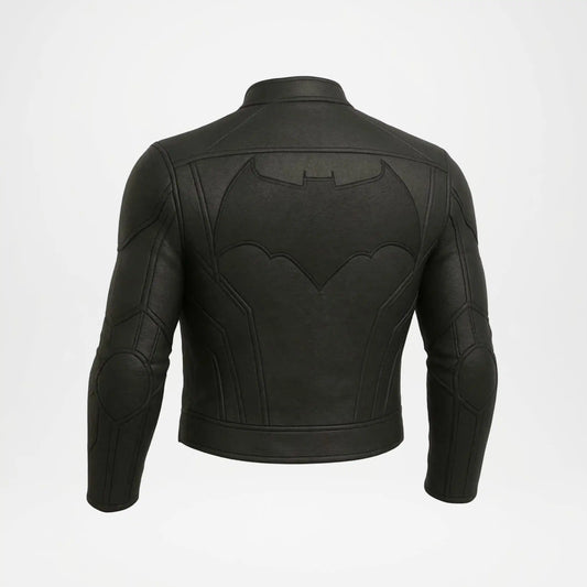 Mens Batman Leather Jacket Black Logo Style