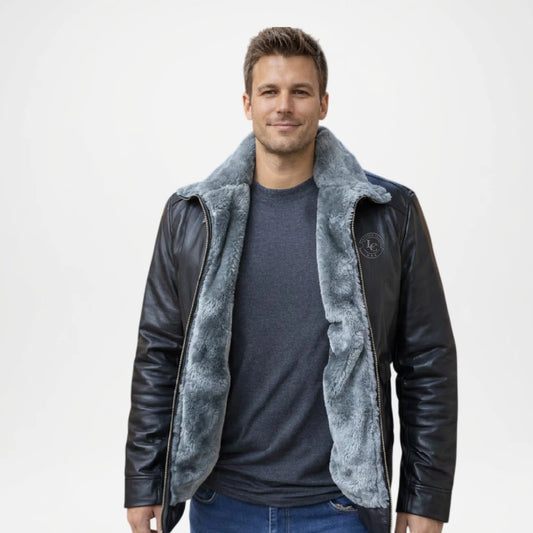 Timberline Black Fur Lined Bomber Jacket for Men