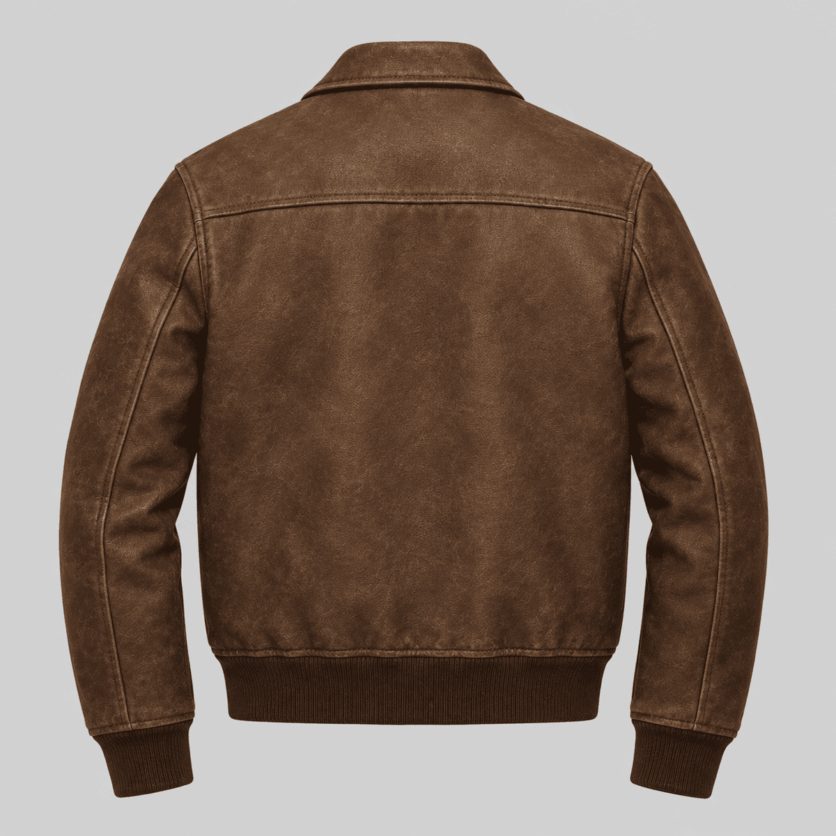 Vintage Brown Leather Bomber Jacket back view