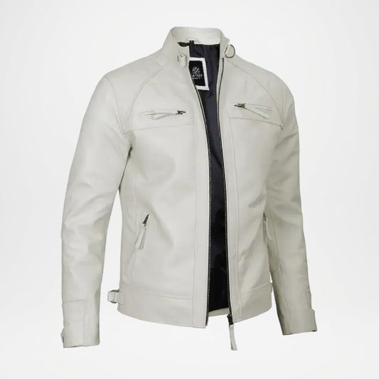 white quilted leather biker jacket