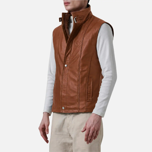 Zane Brown Leather Vest for Men