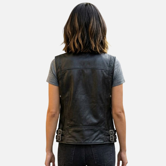 Black Leather Vest Women