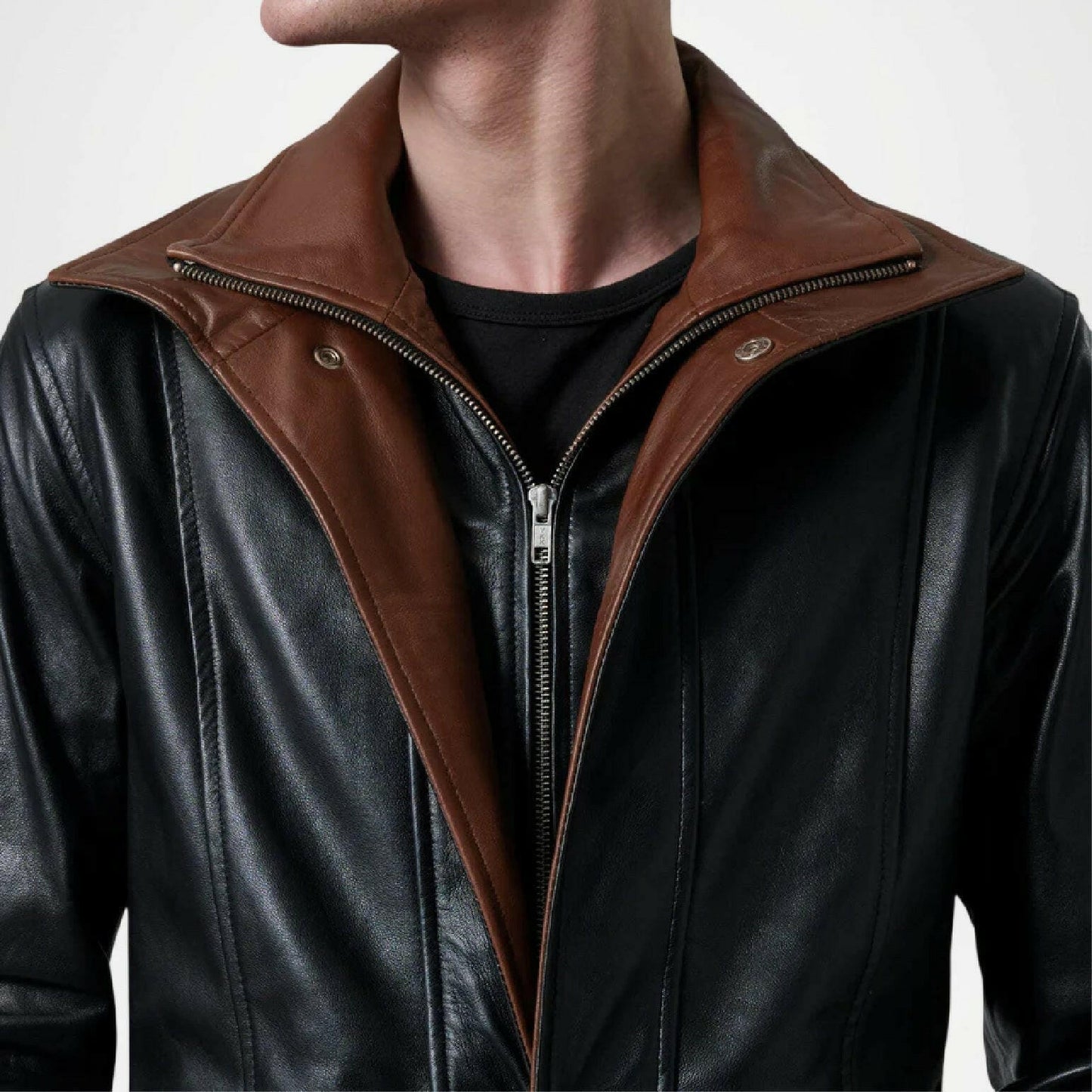 Men’s Black Quilted Leather Trench Coat