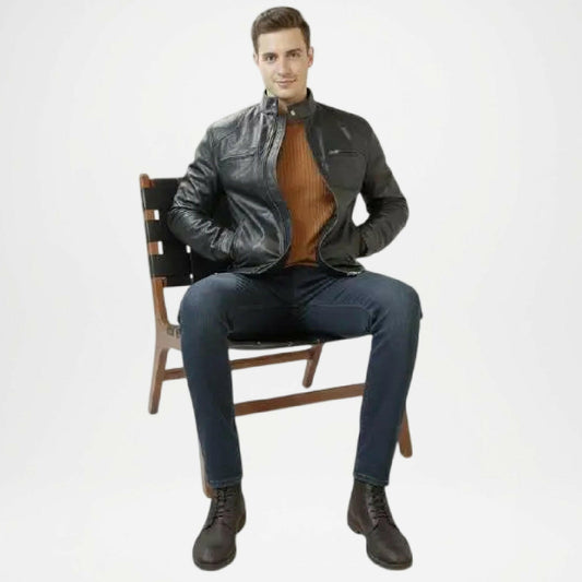 men's black racer jacket