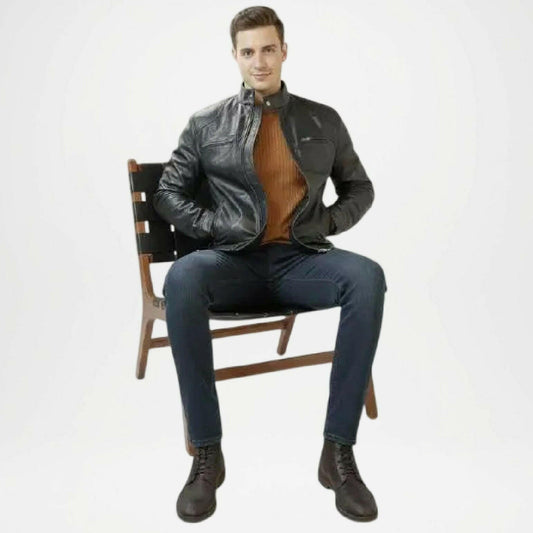 men's black racer jacket
