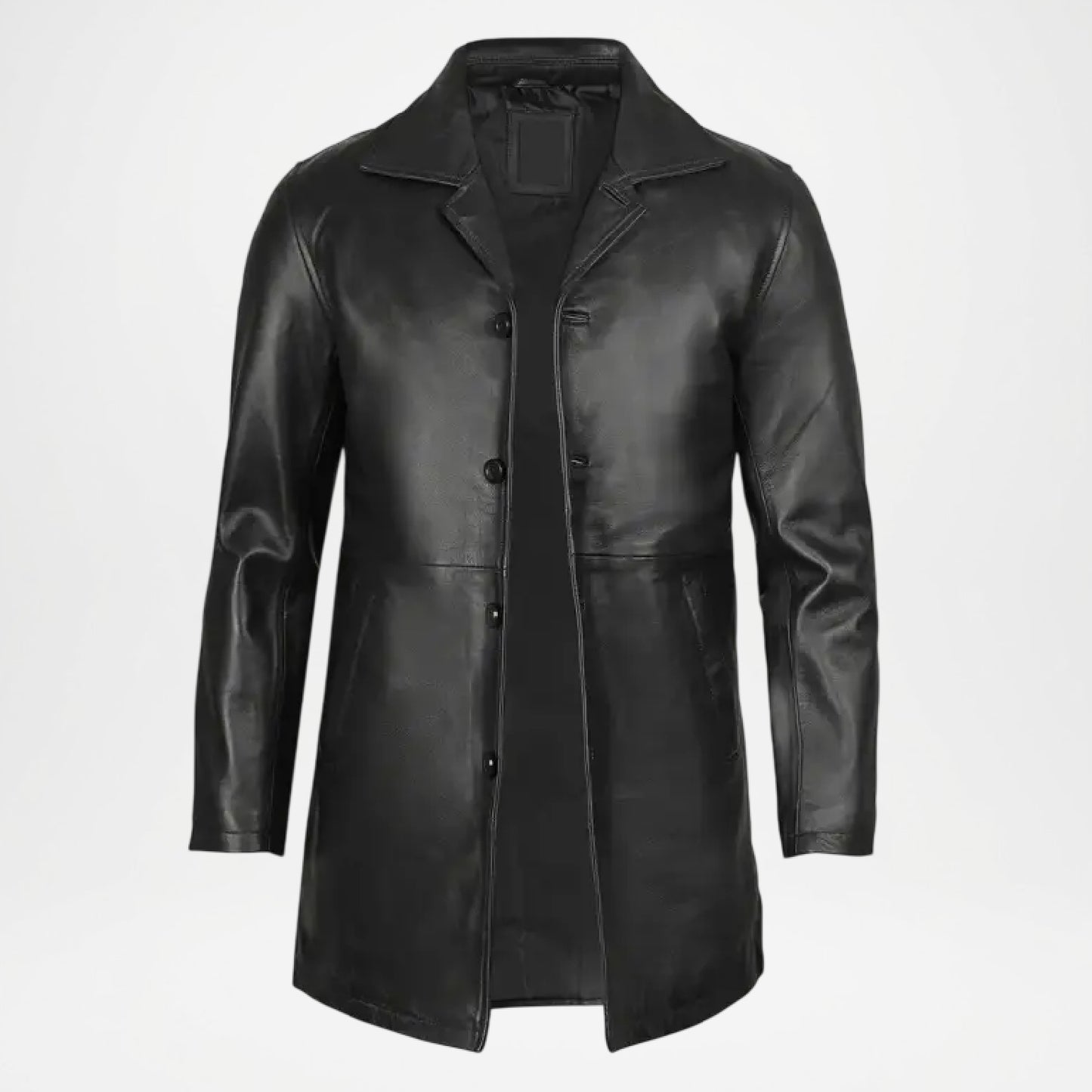 Men’s Black Leather Car Coat Modern Fit