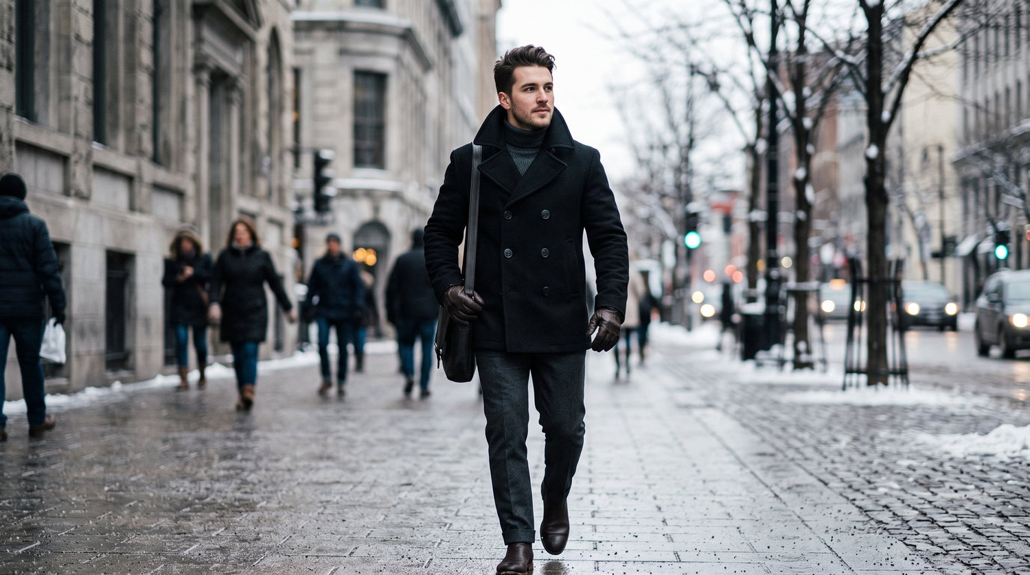 Man walking in peacoat
