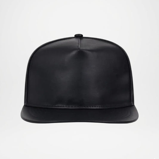 Black Leather Snapback Hat Cap for Men