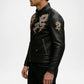 Dragon Leather Jacket Men – Black Embroidered Biker Jacket