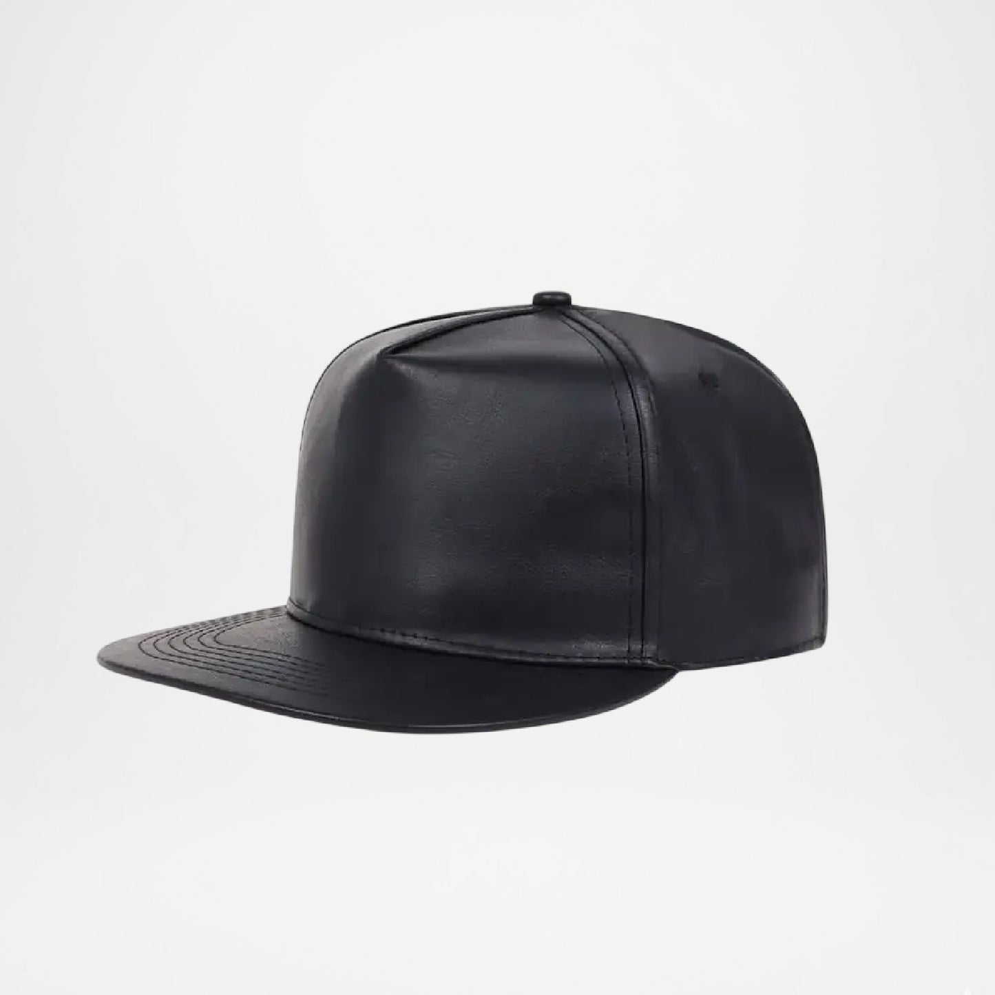 Black Leather Snapback Hat Cap for Men