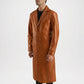 Men’s Brown Leather Trench Coat Classic Fit