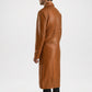 Men’s Brown Leather Trench Coat Classic Fit