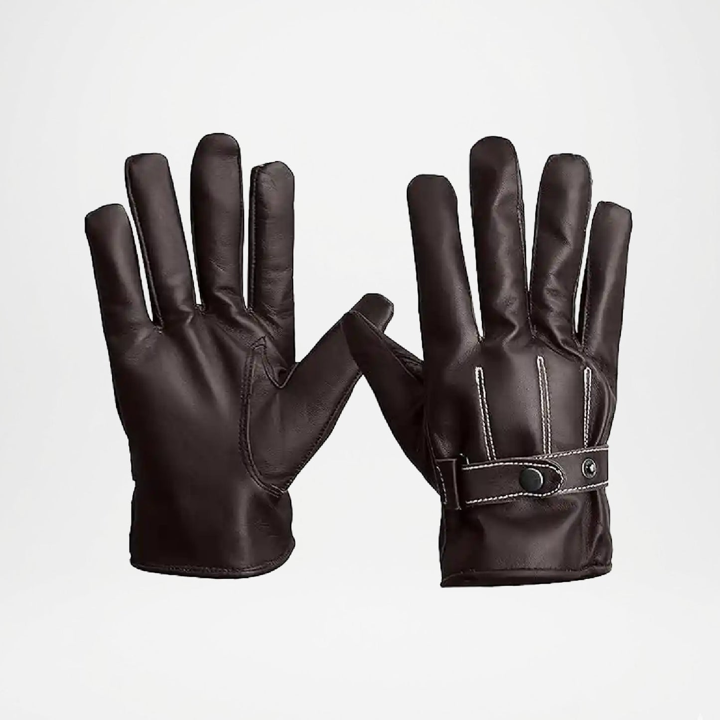 Mens Brown Leather Motorcycle Gloves