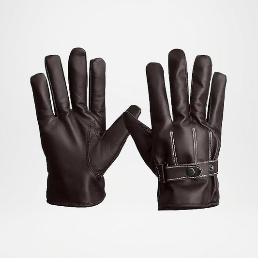 Mens Brown Leather Motorcycle Gloves