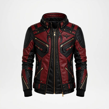Men's Racing Leather Jacket | Red & Black Biker Jacket