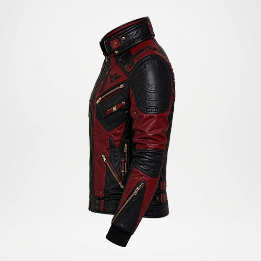 Men's Racing Leather Jacket | Red & Black Biker Jacket