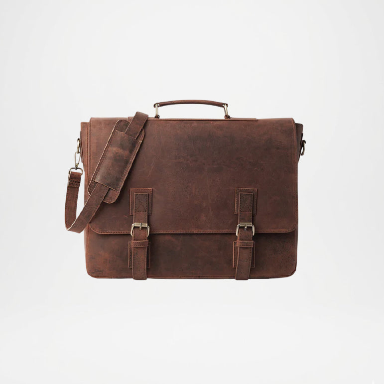 Cristoph Distressed Brown Leather Messenger Bag