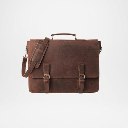 Cristoph Distressed Brown Leather Messenger Bag