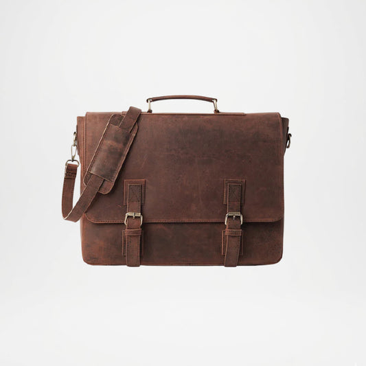 Cristoph Distressed Brown Leather Messenger Bag