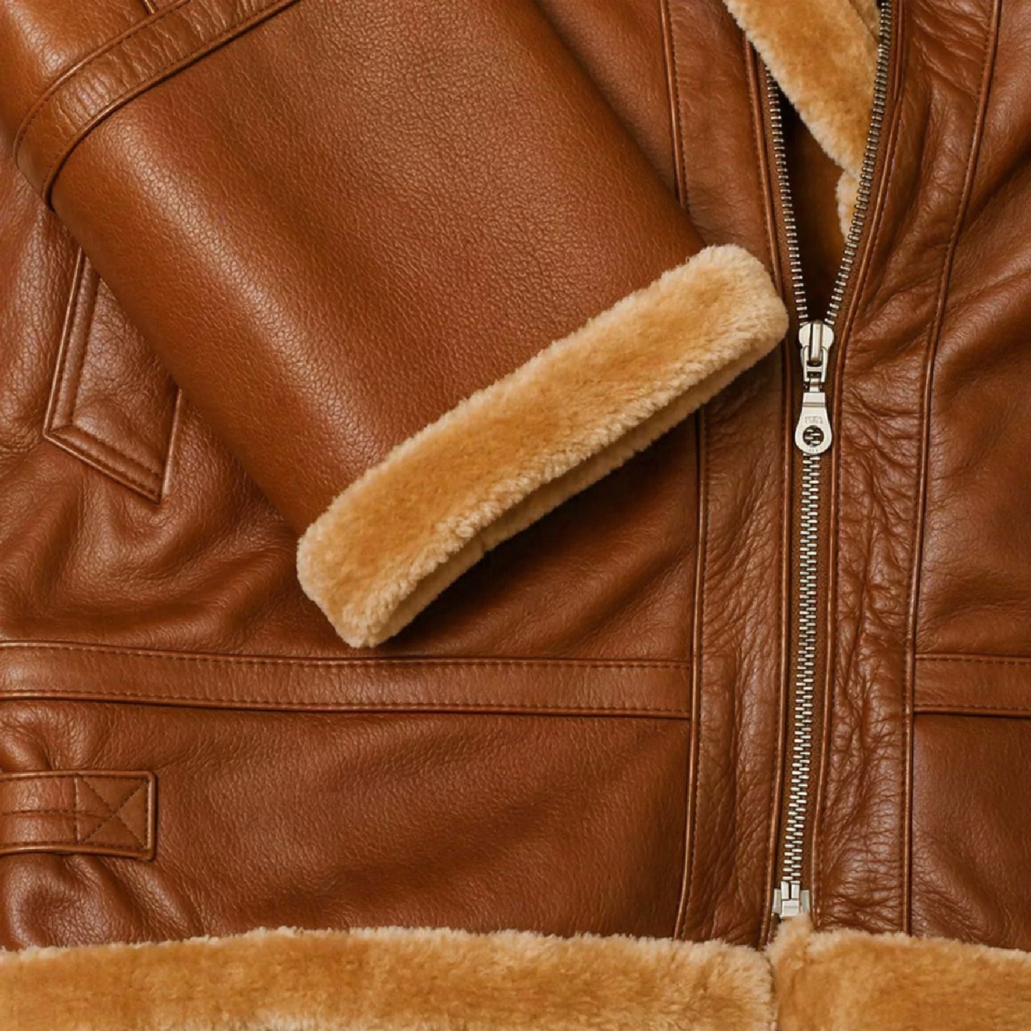 shearling lined leather jacket brown