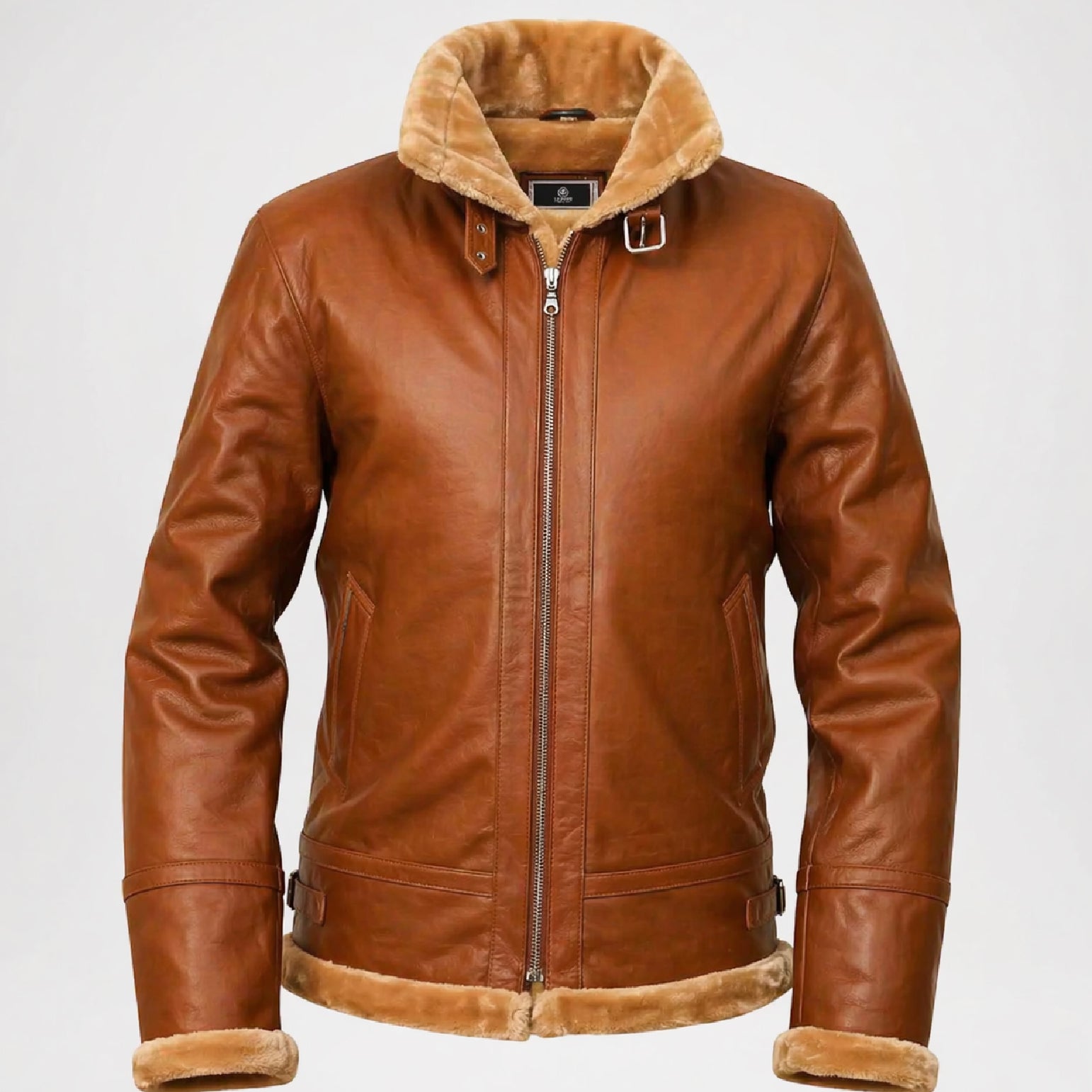 shearling fur lined leather jacket