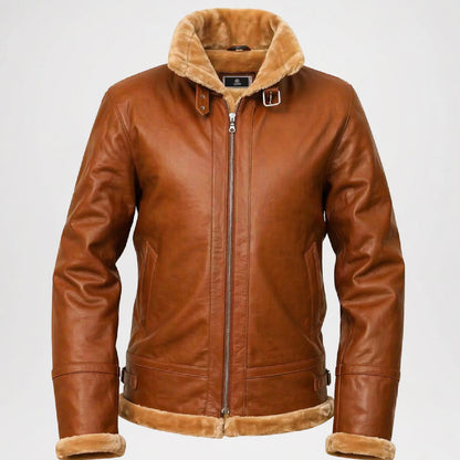 shearling fur lined leather jacket