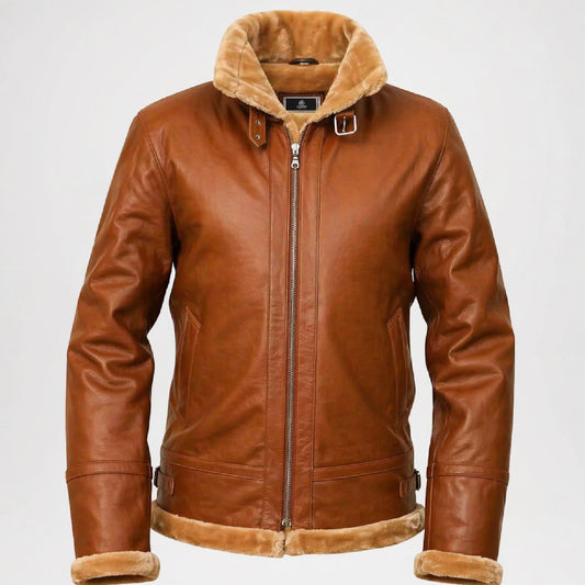 shearling fur lined leather jacket