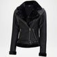 women's asymmetrical black leather jacket