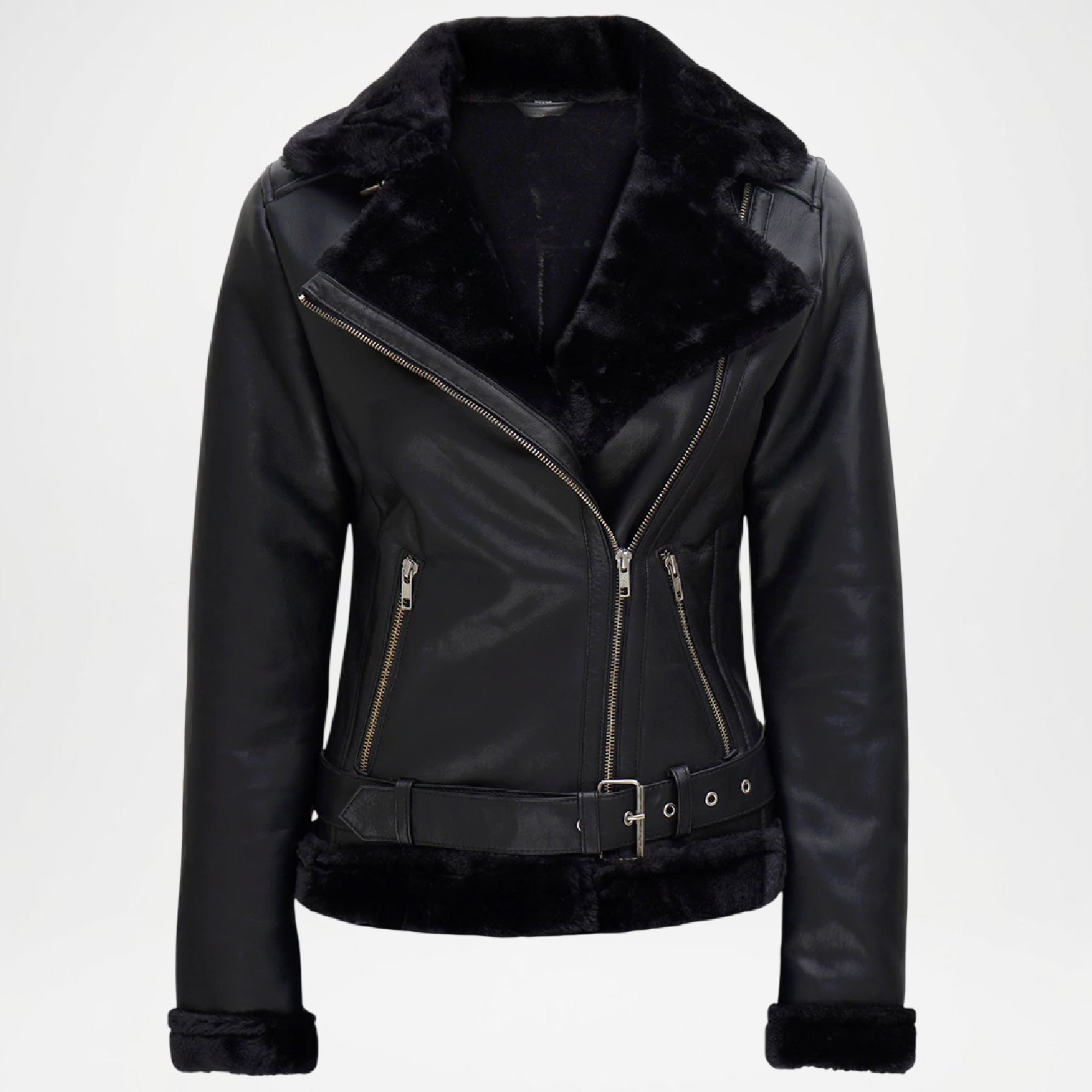 black asymmetrical zip coat
