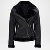 Black Asymmetrical Shearling Leather Jacket women