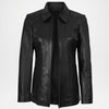 Black leather jacket women on a white background