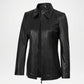 Black leather jacket front side women