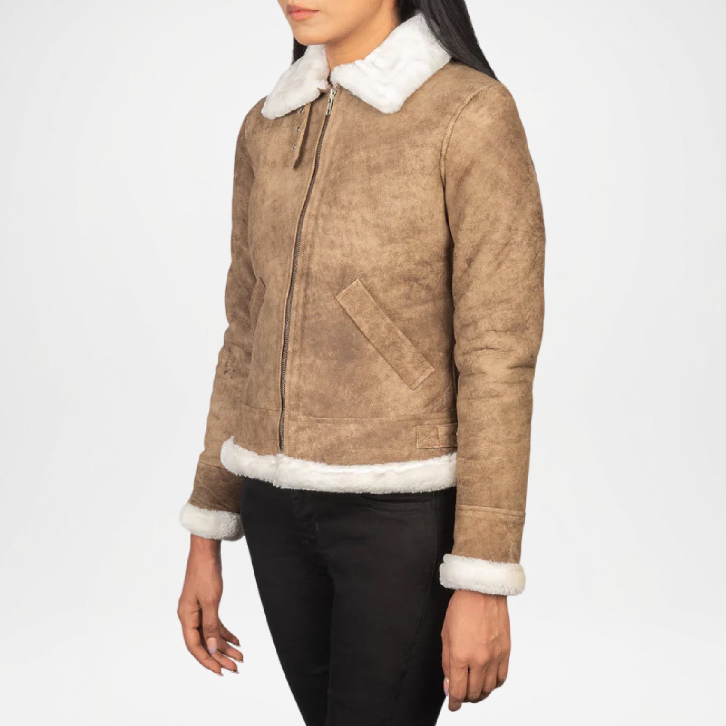 b3 bomber shearling jacket women