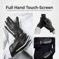 Saturn Men’s Black Leather Gloves With White Stripe
