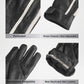 Saturn Men’s Black Leather Gloves With White Stripe