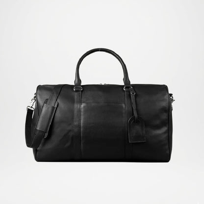 Darrio Black Leather Duffle Bag for Men