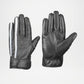 Saturn Men’s Black Leather Gloves With White Stripe