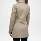 Biege Lambskin Leather Car Coat for Women