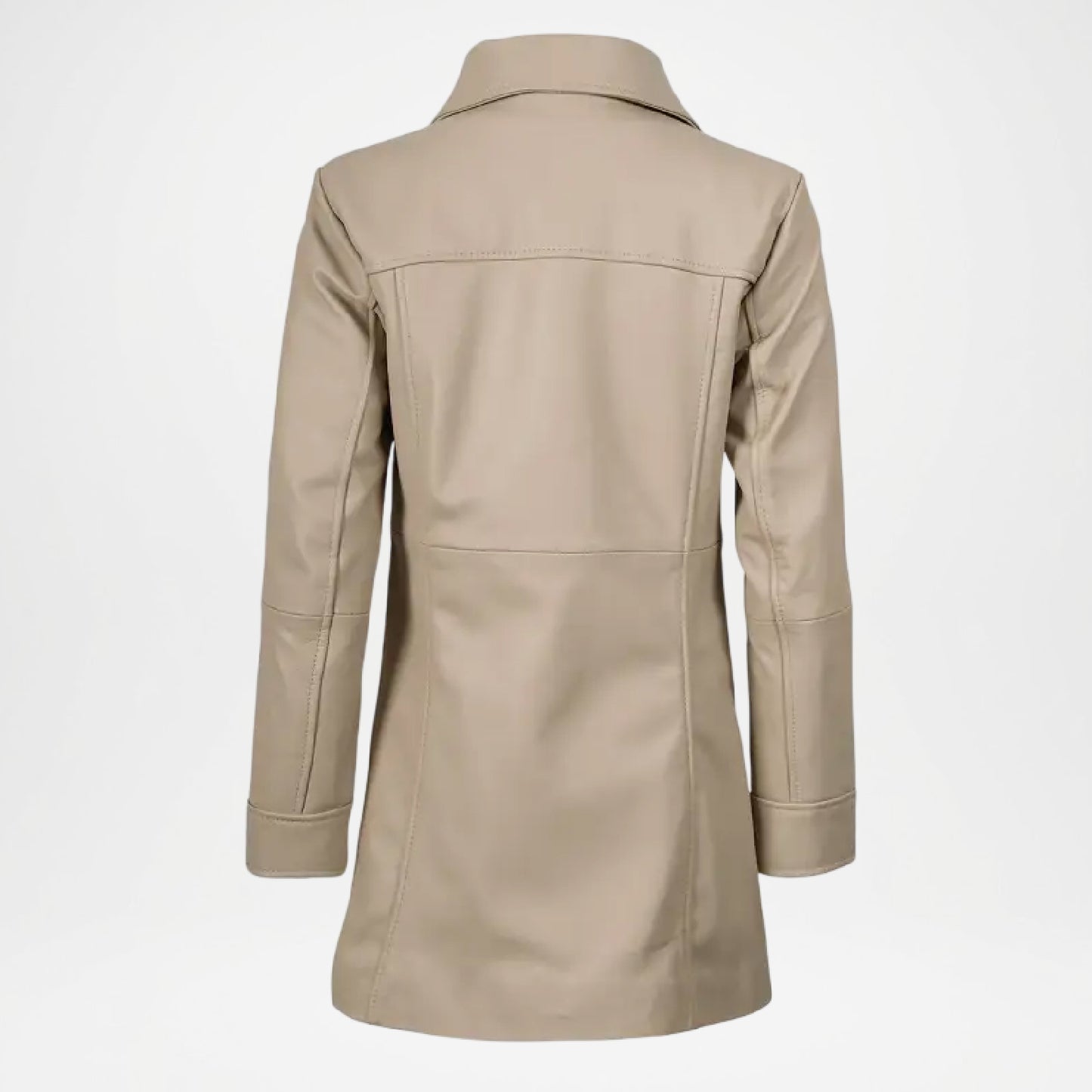 Biege Lambskin Leather Car Coat for Women