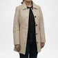 Biege Lambskin Leather Car Coat for Women