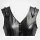Black Leather Biker Vest for Women